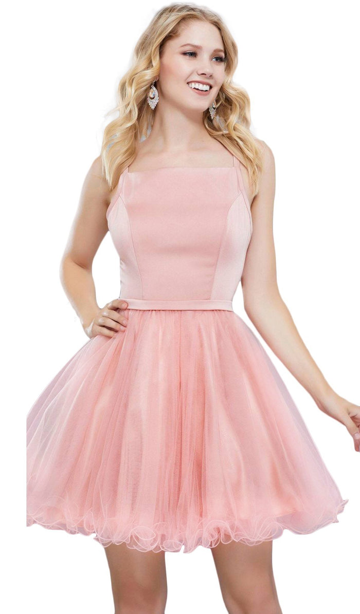 Sleeveless Straight-Across Neck Chiffon Cocktail Dress