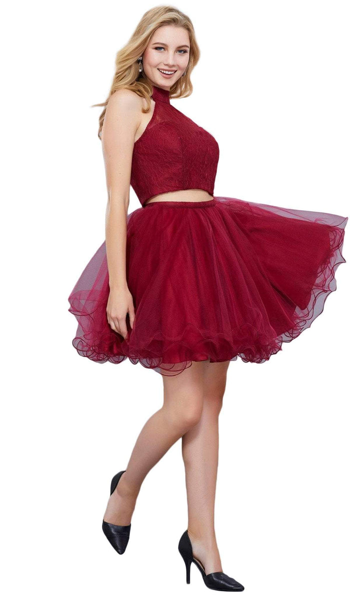 Lace Illusion High Halter A-line Dress