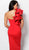 Jovani - 63550 Ruffle One Shoulder Knee Length Sheath Dress In Red