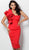 Jovani - 63550 Ruffle One Shoulder Knee Length Sheath Dress In Red