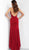 Jovani - 63557 Embellished Deep Halter V-neck Trumpet Dress In Red