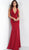 Jovani - 63557 Embellished Deep Halter V-neck Trumpet Dress In Red