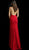 Jovani - 63564 Sleeveless Plunging V-neck Jersey Trumpet Dress in Red