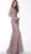 Jovani - 63571 Beaded Bateau Trumpet Dress With Train In Pink