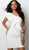Jovani - 63580 Ruffled Asymmetric Sheath Cocktail Dress in White