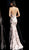 Jovani - 63583 Metallic Floral Sequined Trumpet Gown in Pink