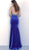 Jovani - 63591 Embellished Halter V-neck Velvet Mermaid Dress in Blue