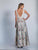 Dave & Johnny - A6362 Lacy Deep V-Neck Floral Print Gown in Print