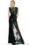Jovani - 63645 Embroidered Bateau Sheath Dress In Black and Green