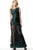 Jovani - 63645 Embroidered Bateau Sheath Dress In Black and Green