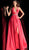 Jovani - 63652 Plunging Illusion Halter A-Line Gown in Red