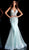 Jovani - 63658 Embroidered Plunging V-neck Mermaid Dress in Blue
