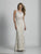 Dave & Johnny - A6366 Scoop Neck Stone Ornate Lace Gown in White