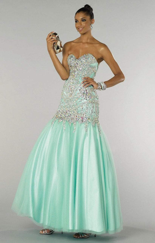 Alyce Paris - 6371 Strapless Crystal Adorned Trumpet Gown In Green