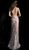 Jovani - Sequined Floral V-Neck Evening Gown 63739 In Nude