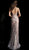 Jovani - 63739 Sequined Floral Motif V-Neck Gown in Nude