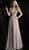 Jovani - 63762 Pleated Cross Halter A-line Dress In Neutral