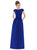 Alfred Sung - D569 Cap Sleeve Bateau Dupioni Column Dress In Blue