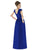 Alfred Sung - D569 Cap Sleeve Bateau Dupioni Column Dress In Blue