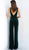 Jovani - 63882 Plunging Crystal Studded Velvet Jumpsuit In Green