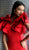 Jovani - 63890 Ruffled Off-Shoulder Sheath Knee Length Dress in Red