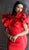 Jovani - 63890 Ruffled Off-Shoulder Sheath Knee Length Dress in Red