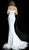 Jovani - 63891 Strapless Feather-Fringed Mermaid Gown in White
