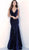 Jovani - 63897 Sequined Plunging V-neck Trumpet Dress in Blue