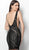 Jovani - 63899 Sequined Deep V-neck Sheath Cocktail Dress in Black