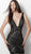 Jovani - 63899 Sequined Deep V-neck Sheath Cocktail Dress in Black
