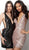 Jovani - 63899 Sequined Deep V-neck Sheath Cocktail Dress in Black and Pink