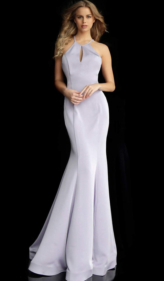 Jovani - 63920 Sleeveless Halter Neck Mermaid Dress in Purple