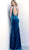 Jovani - 63938 Asymmetrical Rhinestone Studded Velvet Gown In Blue