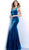 Jovani - 63938 Asymmetrical Rhinestone Studded Velvet Gown In Blue