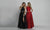 Dave & Johnny - A6394 Two-Piece Bejeweled Lace A-Line Dress in Black and Red