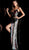 Jovani - 63962 Sequin-Striped High Slit Sheath Gown in Black
