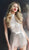 Jovani - 63965 Beaded Sheer Romper with Fringe Overlay Cocktail Dress in Silver