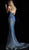 Jovani - 63971 Plunging Halter Sequined Mermaid Gown in Blue
