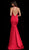 Jovani - 64003 Plunging Neck Sheer Side Open Back Trumpet Gown in Red