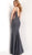Jovani - 64010 Embellished Halter Neck Trumpet Dress in Gray