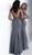 Jovani - 64010 Embellished Halter Neck Trumpet Dress in Gray