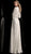 Jovani - Quarter Sleeve Draped Surplice A-Line Gown 64018 in White