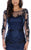 Decode 1.8 - Long Sleeve Illusion Bateau Neck Dress in Black and Blue