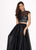 Rachel Allan - 6403 Two Piece Floral Beaded A-line Dress In Black