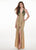 Rachel Allan - 6404 Beaded Embellished Halter Long Gown In Green and Neutral