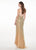 Rachel Allan - 6404 Beaded Embellished Halter Long Gown In Green and Neutral