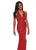 Rachel Allan - 6404 Beaded Embellished Halter Long Gown In Red and Neutral