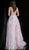 Jovani - 64047 Embroidered Bateau Ballgown With Sheer Overlay In Purple