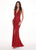 Rachel Allan - 6404 Beaded Embellished Halter Long Gown In Red and Neutral