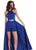 Rachel Allan - 6405 Halter Neck and Shorts with Overlay Prom Dress In Blue